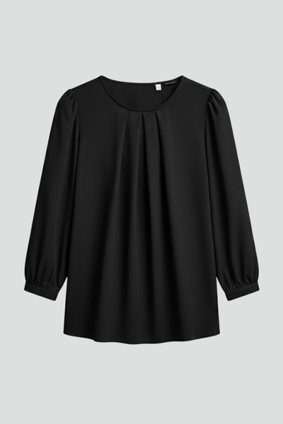 Women’s Shirt with Round Neckline and Puff Sleeves