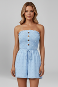 Women’s Jumpsuit with Bandeau Neckline and Button Front
