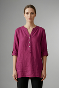 Women’s Linen Blouse with Button Closure and Roll Sleeves