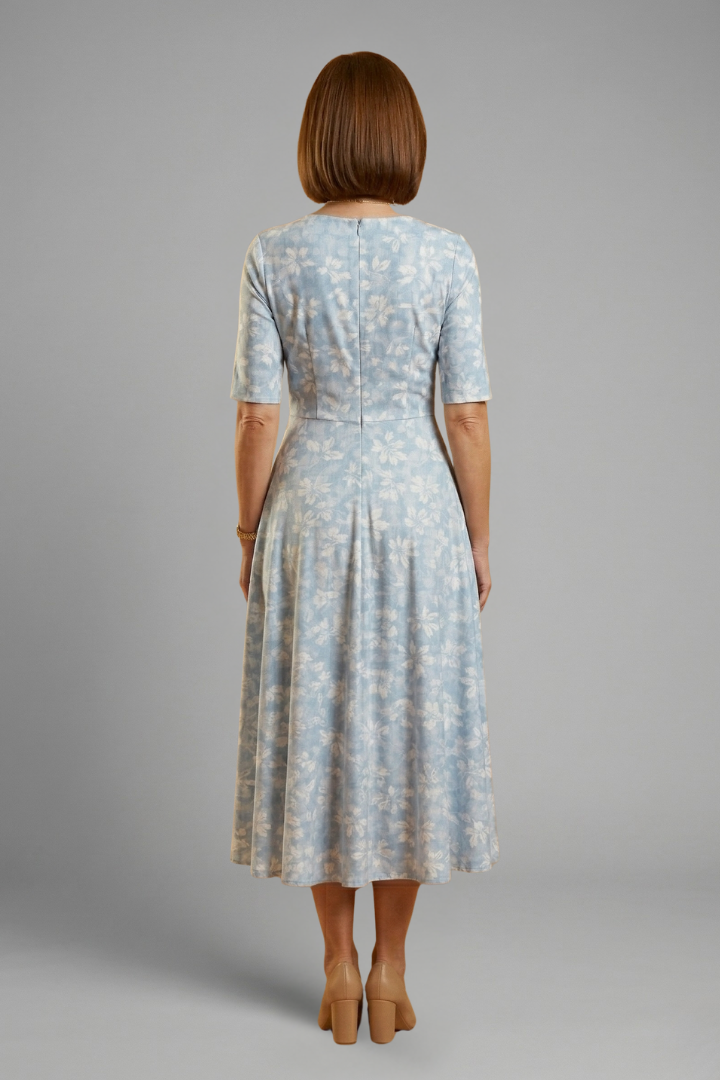 Women's Midi Dress with V-Neckline and Side Pockets – Soho Elise